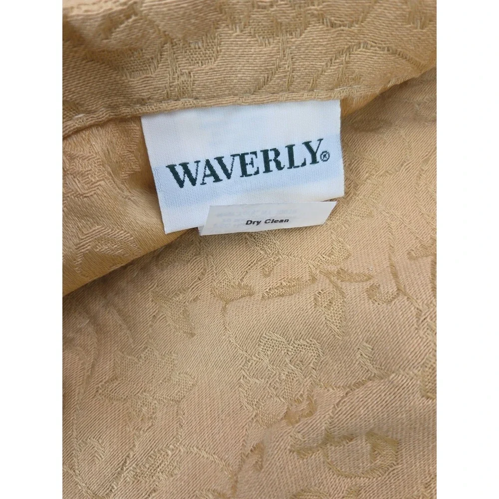 2 Vtg Waverly Tuscan Jacquard Piped Trim Mustard Sage Rust King Pillow Shams